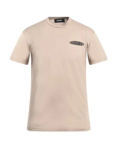 Dsquared2 Man T-shirt Khaki Size S Cotton In Beige