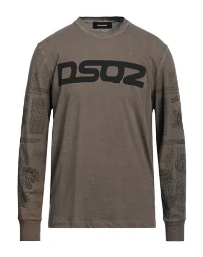 Dsquared2 Man T-shirt Khaki Size L Cotton In Beige