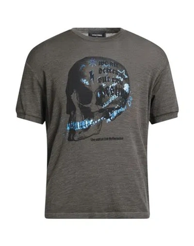 Dsquared2 Man T-shirt Khaki Size Xl Virgin Wool In Gray