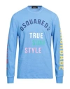 Dsquared2 Man T-shirt Light Blue Size Xxl Cotton In Blue