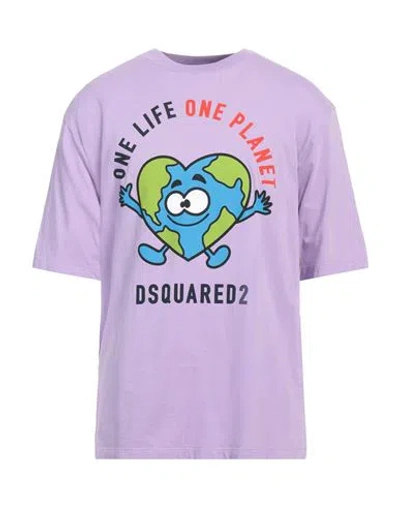 Dsquared2 Man T-shirt Lilac Size M Cotton In Purple