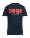 Dsquared2 Man T-shirt Midnight Blue Size L Cotton In Blue