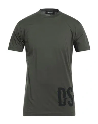 Dsquared2 Man T-shirt Military Green Size L Cotton