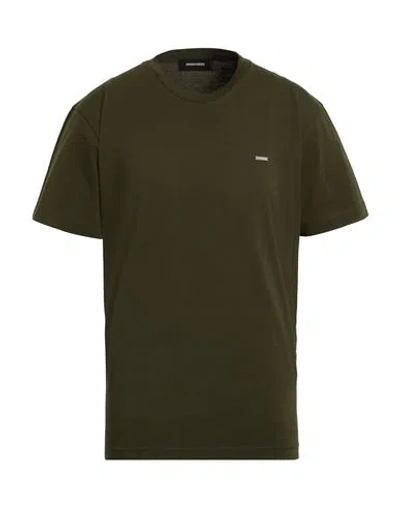 Dsquared2 Man T-shirt Military Green Size L Cotton