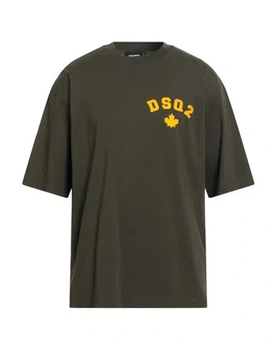 Dsquared2 Man T-shirt Military Green Size M Cotton