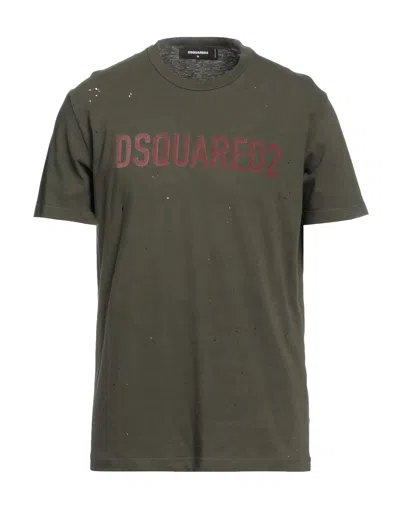 DSQUARED2 DSQUARED2 MAN T-SHIRT MILITARY GREEN SIZE S COTTON