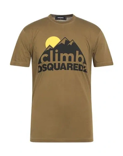 Dsquared2 Man T-shirt Military Green Size M Cotton