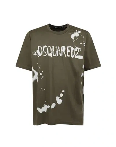Dsquared2 Man T-shirt Military Green Size Xl Cotton