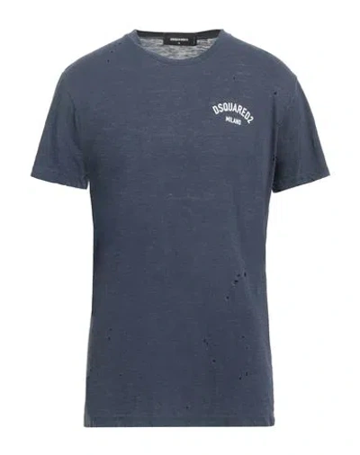 DSQUARED2 DSQUARED2 MAN T-SHIRT NAVY SIZE L COTTON, VISCOSE