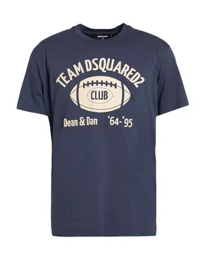 Dsquared2 Man T-shirt Navy Size L Cotton In Blue
