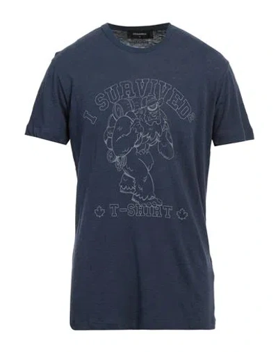 Dsquared2 Man T-shirt Navy Size L Cotton, Viscose