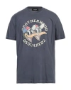 Dsquared2 Man T-shirt Navy Size M Cotton In Gray