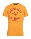 Dsquared2 Man T-shirt Orange Size L Cotton In Orange