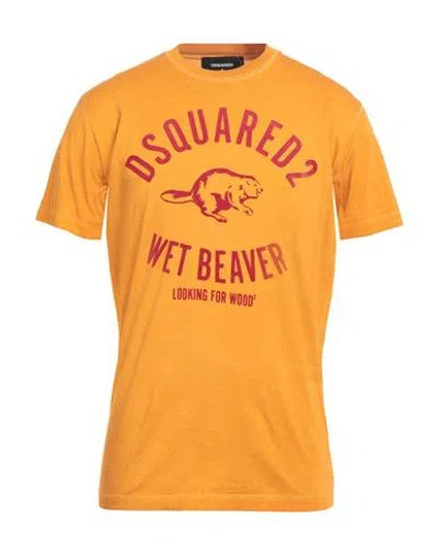 Dsquared2 Man T-shirt Orange Size L Cotton
