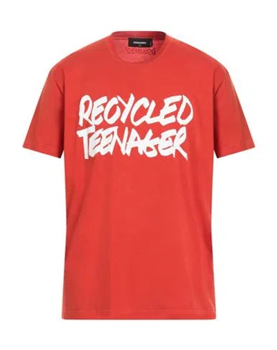 Dsquared2 Man T-shirt Orange Size L Cotton