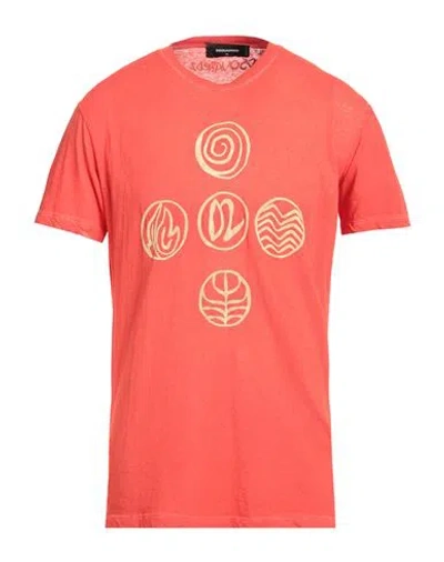 Dsquared2 Man T-shirt Orange Size M Cotton