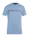 Dsquared2 Man T-shirt Pastel Blue Size L Cotton