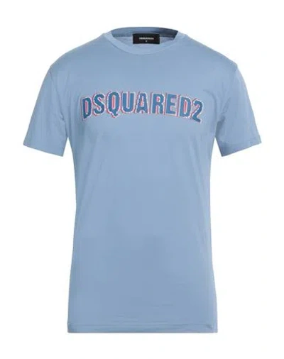 Dsquared2 Man T-shirt Pastel Blue Size L Cotton