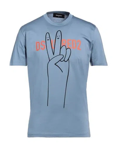Dsquared2 Man T-shirt Pastel Blue Size L Cotton