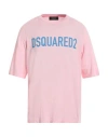 Dsquared2 Loose Fit Logo Printed Cotton T-shirt In Baby Pink