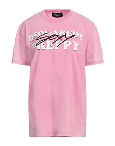 Dsquared2 Man T-shirt Pink Size L Cotton, Elastane