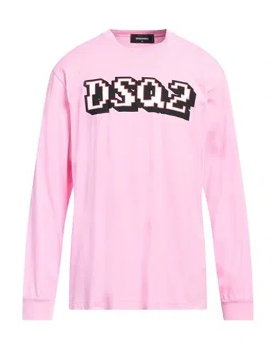 Dsquared2 Man T-shirt Pink Size M Cotton