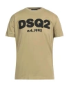 Dsquared2 Man T-shirt Sand Size L Cotton In Beige