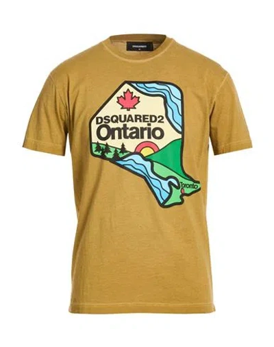 Dsquared2 Man T-shirt Sand Size L Cotton In Brown