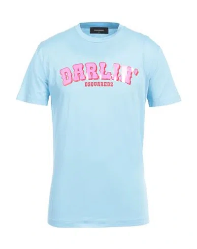 Dsquared2 Man T-shirt Sky Blue Size L Cotton