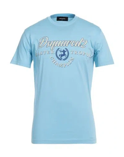 Dsquared2 Man T-shirt Sky Blue Size L Cotton