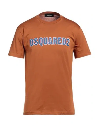 Dsquared2 Man T-shirt Tan Size L Cotton In Brown