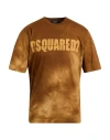 Dsquared2 Man T-shirt Tan Size L Cotton In Metallic