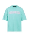 Dsquared2 Man T-shirt Turquoise Size L Cotton In Blue