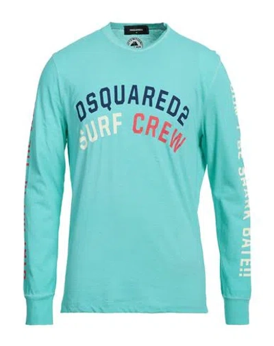Dsquared2 Man T-shirt Turquoise Size M Cotton In Blue