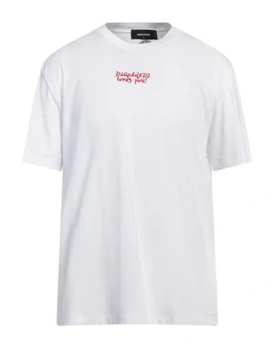 Dsquared2 Man T-shirt White Size L Cotton In White