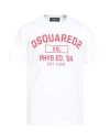 Dsquared2 Man T-shirt White Size L Cotton In Gray