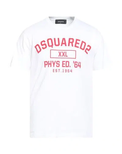 Dsquared2 Man T-shirt White Size L Cotton In Gray