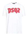 Dsquared2 Man T-shirt White Size L Cotton In Brown