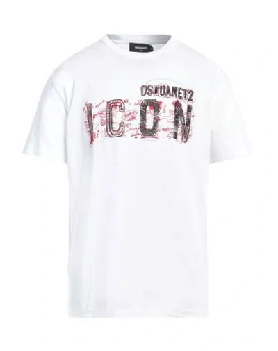 Dsquared2 Man T-shirt White Size M Cotton, Pvc - Polyvinyl Chloride