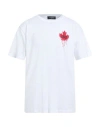 Dsquared2 White T-shirt With Dripping Maple Print In Cotton In White