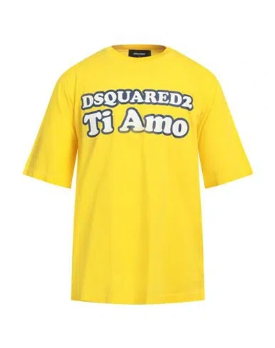 Dsquared2 Man T-shirt Yellow Size L Cotton