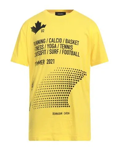Dsquared2 Man T-shirt Yellow Size L Cotton