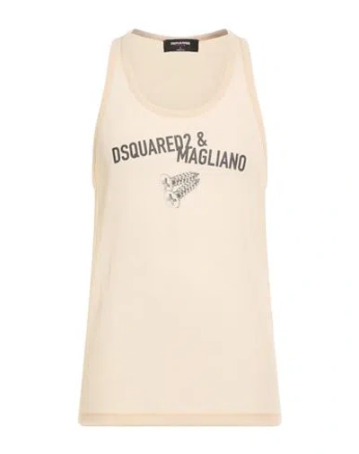 Dsquared2 Man Tank Top Beige Size 36 Polyester