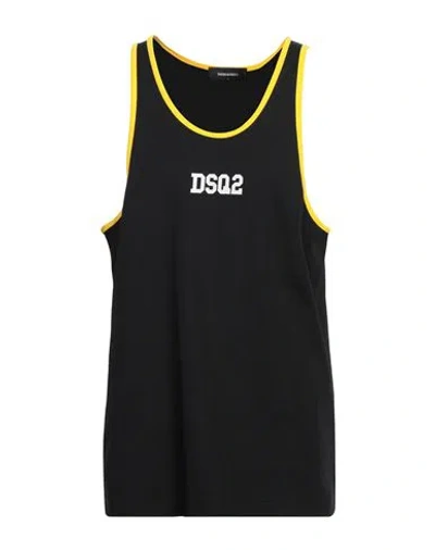 DSQUARED2 DSQUARED2 MAN TANK TOP BLACK SIZE L POLYESTER, COTTON