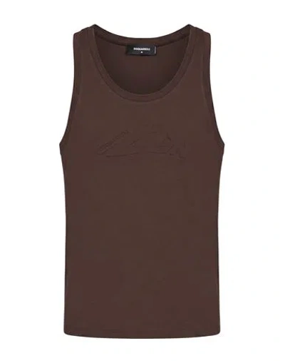 Dsquared2 Man Tank Top Brown Size M Cotton