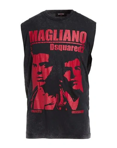 Dsquared2 Man Tank Top Charcoal Size M Cotton In Gray