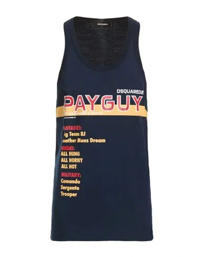 Dsquared2 Man Tank Top Midnight Blue Size L Cotton