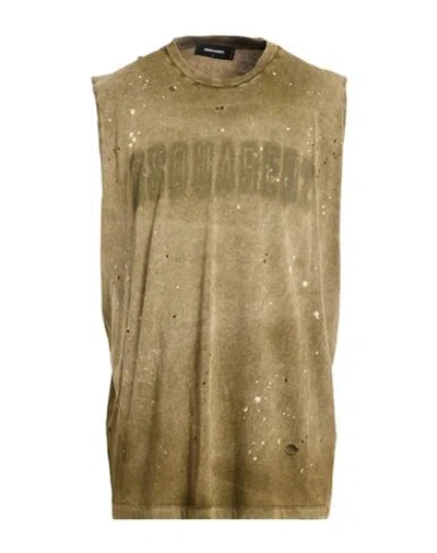 Dsquared2 Man Tank Top Military Green Size L Cotton