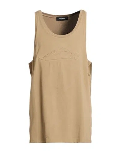 Dsquared2 Man Tank Top Sand Size L Cotton In Neutral