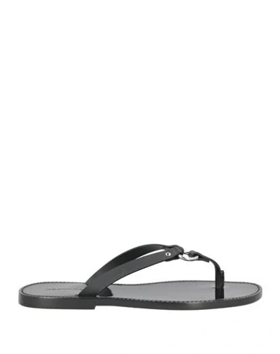 Dsquared2 Man Thong Sandal Black Size 9 Calfskin